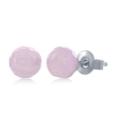 Sterling Silver Round Faceted "Amethyst" 6MM Stud Earrings